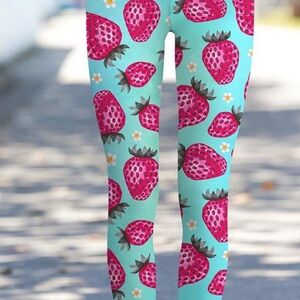 Strawberry Print Straight Leg Jeans